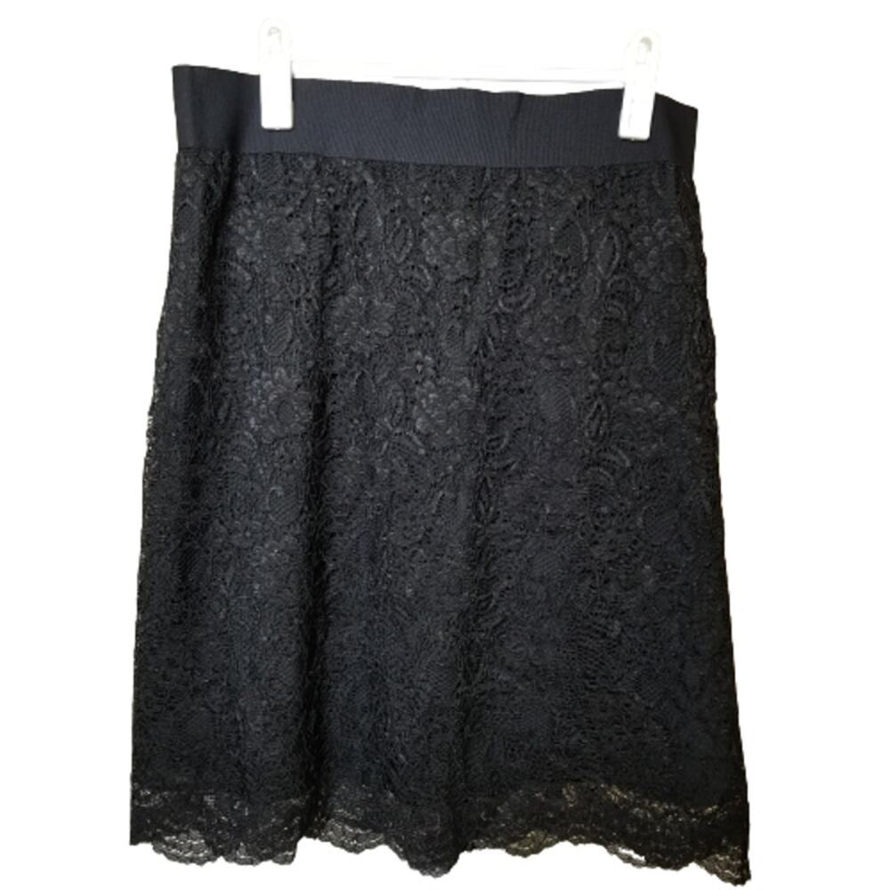 Anne Klein Lace Overlay Pencil Skirt Black 6